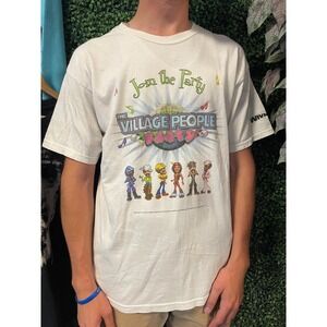vtg 2000s VILLAGE PEOPLE BAND Tee medium // music concert beach 2007 ymca lgbt